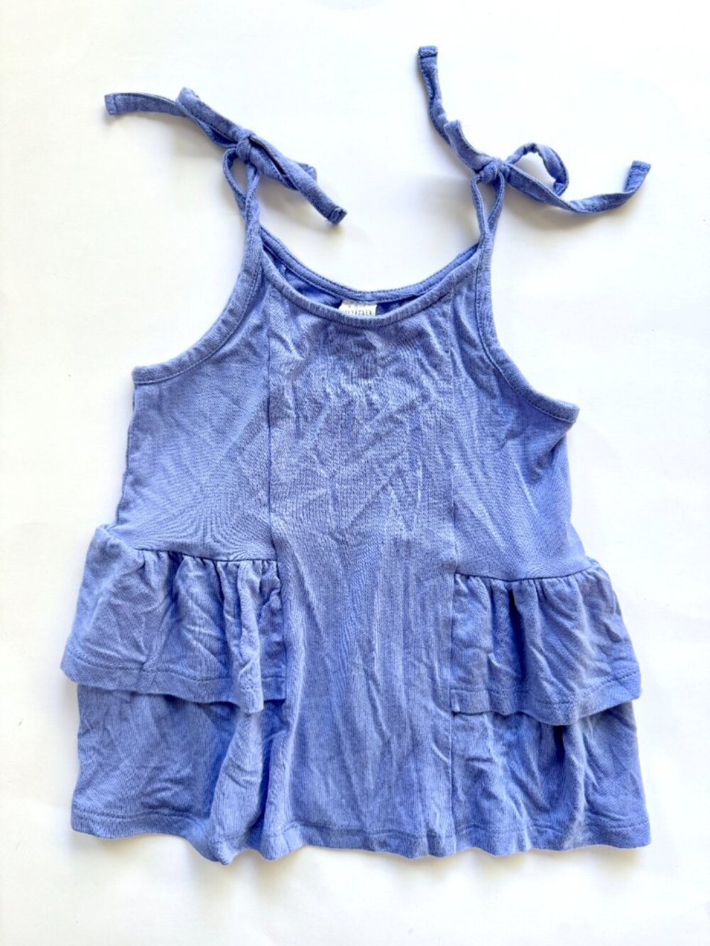 Kate Quinn Tie Strap Ruffle Peplum Top Periwinkle 3T